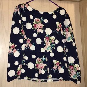 Floral and Polka Dot Navy Top